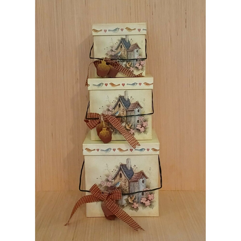 Transfar Intl Corp Three Nesting Boxes Farmhouse Country Birds Nest